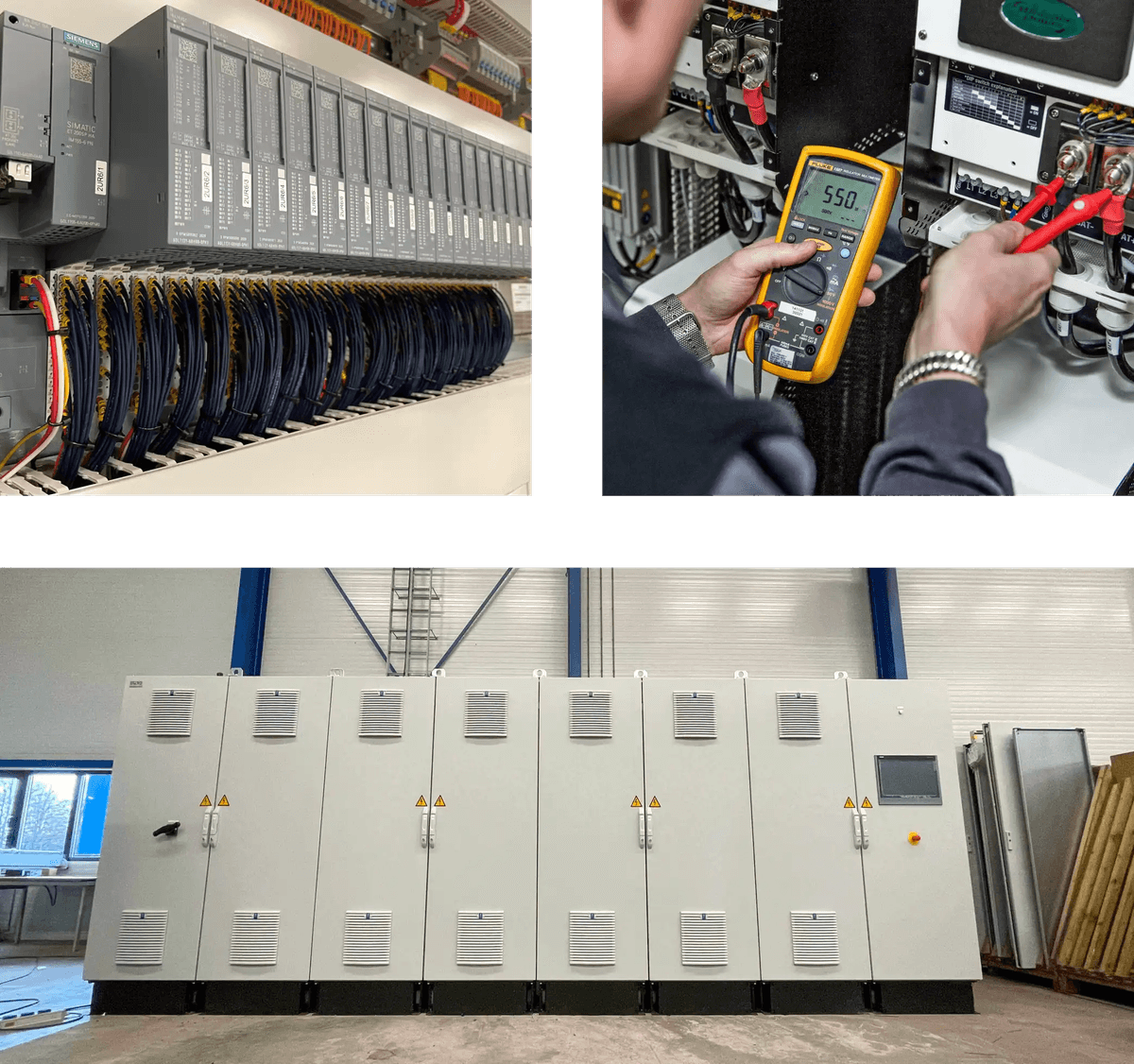 Assemblage van besturings- en verdeelpanelen in de werkplaats van SPARQ
